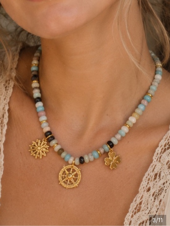 Mayamar Jewelry - Mayamar Gold Charm Beaded Necklace in Pastel beads (NWT)